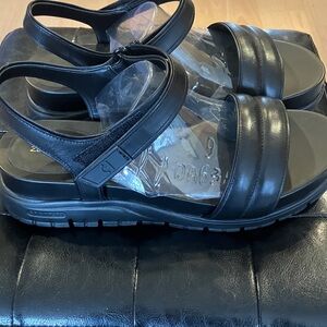 Cole Haan Zerogrand Leather Black Ankle Strap Sandals Women's US 9.5